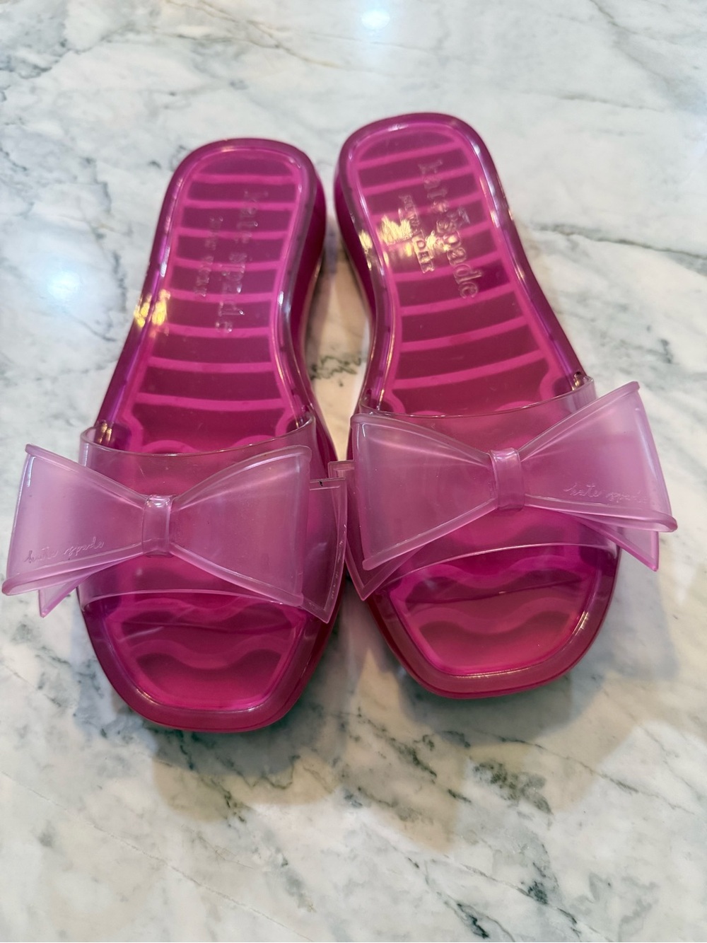 kate spade Hot Pink Jelly Slide Mules with Translucent Bow